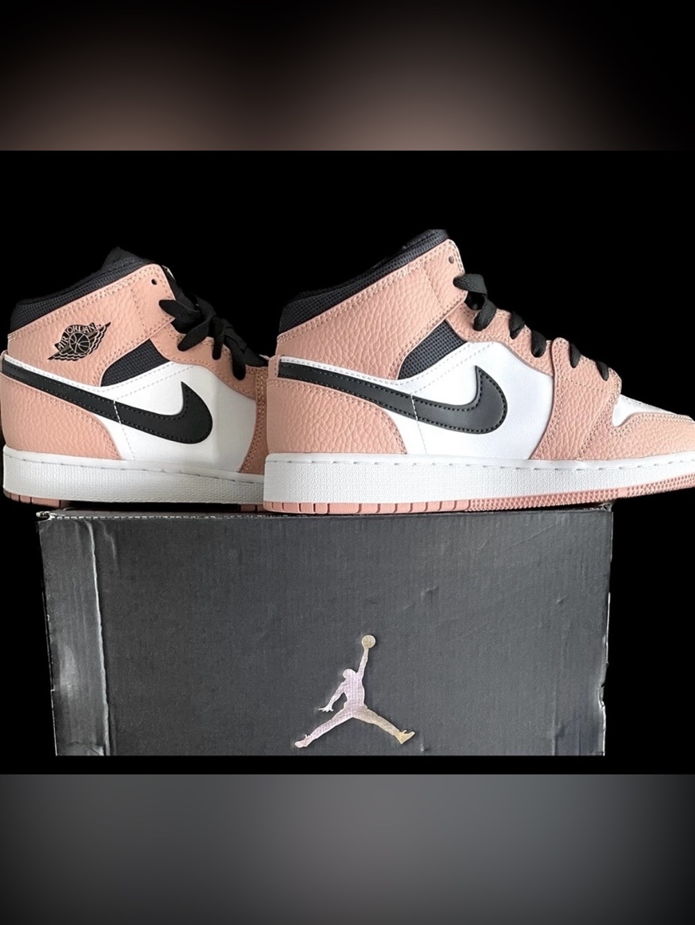 Authentic Nike Air Jordan 1 Mid Pink, White & Black Sneakers, NEW!
